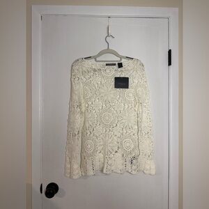 Liz Claiborne Cream Crochet Blouse